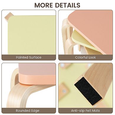 Stackable Stools Set Of 4 With Square Top And Rounded Corners