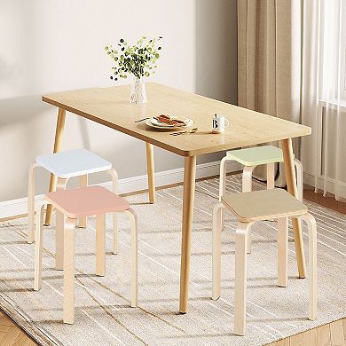 Stackable Stools Set Of 4 With Square Top And Rounded Corners