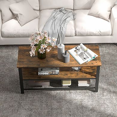 Rustic Brown Industrial Tv Stand For Up To 50-inch Screens With Power Outlets And Usb Ports