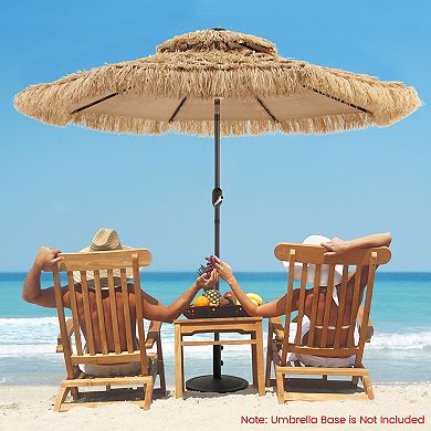 9 Feet Solar Powered Thatched Tiki Patio Umbrella With Led Lights.