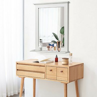 White Wall-mounted Vanity Mirror With Shelf-multipurpose Design