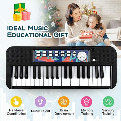 37-key Kids Piano Keyboard With Microphone-black (ages 3+)