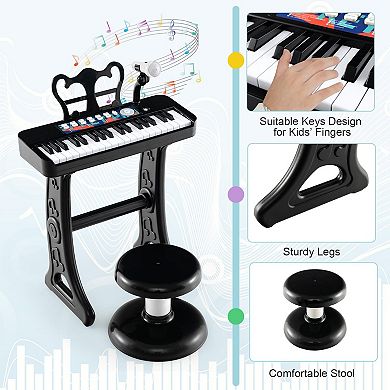 37-key Kids Piano Keyboard With Microphone-black (ages 3+)