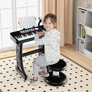 37-key Kids Piano Keyboard With Microphone-black (ages 3+)