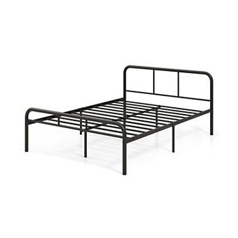 Full Size Bed Frame With Headboard And Footboard-no Box Spring Needed, Black