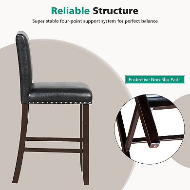 Set Of 2 Bar Stools With Back For Kitchen Island