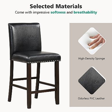Set Of 2 Bar Stools With Back For Kitchen Island