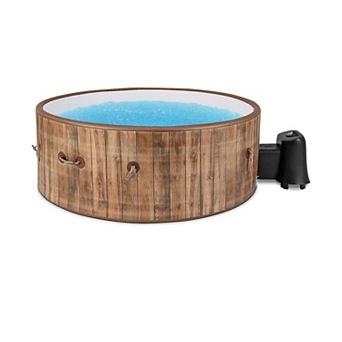 72 in Inflatable Hot Tub Spa With 120 Air Jets Electric Heater Pump For 4-6 Person-coffee