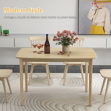 48-inch Solid Wood Dining Table With Rubber Wood Legs For Kitchen And Dining Room-natural