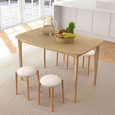 48-inch Solid Wood Dining Table With Rubber Wood Legs For Kitchen And Dining Room-natural