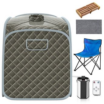 Portable Personal Steam Sauna Spa With Steamer And Chair-gray