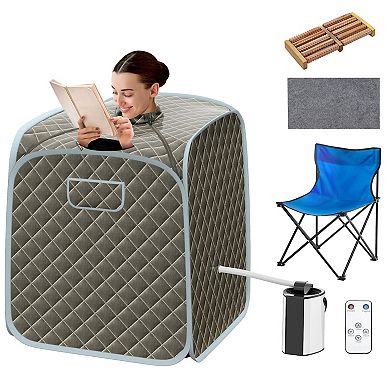 Portable Personal Steam Sauna Spa With Steamer And Chair-gray