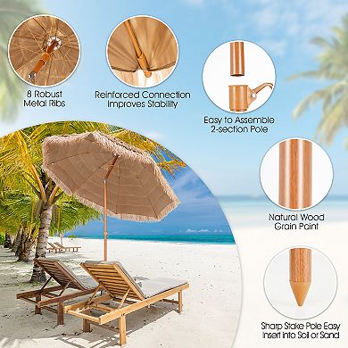 7.2 Ft Patio Tiki Umbrella for Outdoor Patio Furniture Shade