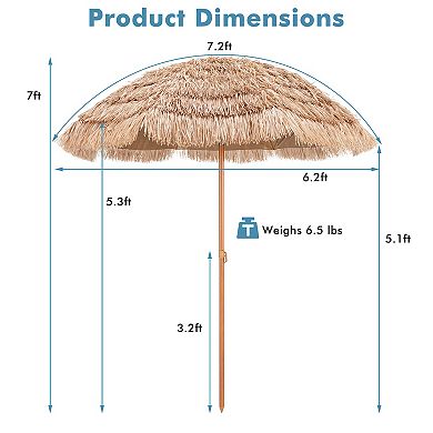 7.2 Ft Patio Tiki Umbrella for Outdoor Patio Furniture Shade