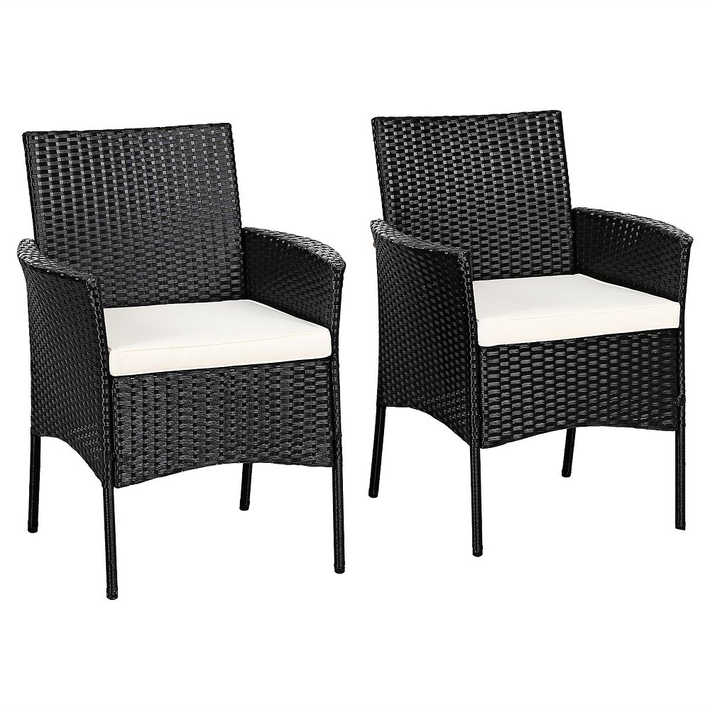 Patio Wicker Chairs Set of 2 with Cushions Outdoor Seating