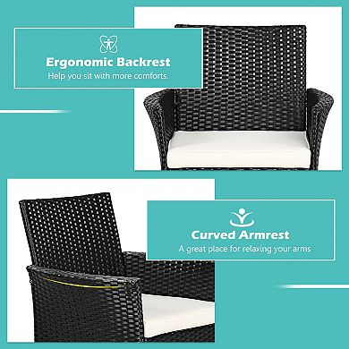 2 Pieces Patio Wicker Chairs With Cozy Seat Cushions