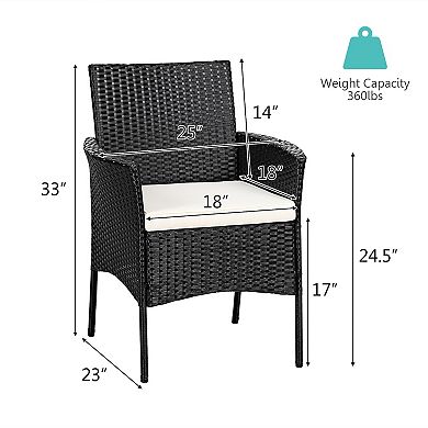 2 Pieces Patio Wicker Chairs With Cozy Seat Cushions