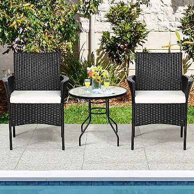 2 Pieces Patio Wicker Chairs With Cozy Seat Cushions