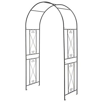 Garden Arch Arbor Trellis Patio Plant Stand Rack Archway-black
