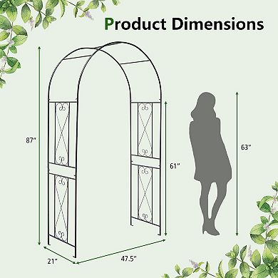Garden Arch Arbor Trellis Patio Plant Stand Rack Archway-black