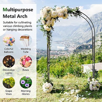 Garden Arch Arbor Trellis Patio Plant Stand Rack Archway-black