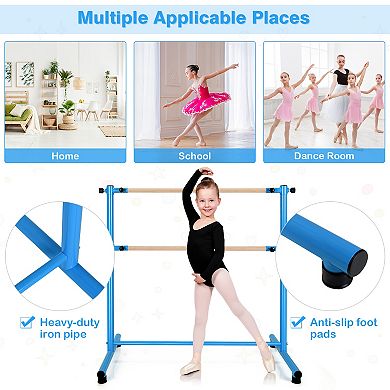 47-inch Double Ballet Barre With Anti-slip Footpads-blue