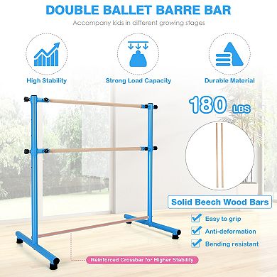 47-inch Double Ballet Barre With Anti-slip Footpads-blue
