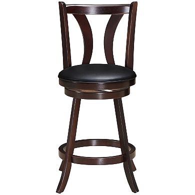 24 Inch Set Of 2 Swivel Bar Stools Bar Height Chairs With Rubber Wood Legs