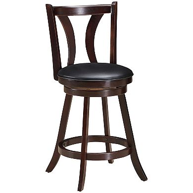 24 Inch Set Of 2 Swivel Bar Stools Bar Height Chairs With Rubber Wood Legs