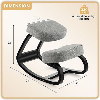 Rocking Ergonomic Kneeling Chair With Padded Cushion For Home Office-gray