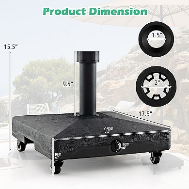 Fillable Umbrella Base Stand With Lockable Universal Wheels