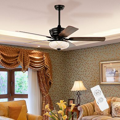 52-inch Ceiling Fan With 3 Wind Speeds, 5 Reversible Blades-black