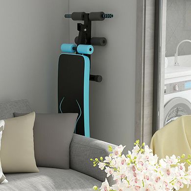 Folding Weight Bench Adjustable Sit-up Board Workout Slant Bench-blue