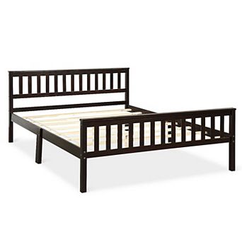 Wood Platform Bed Frame With Headboard And Footboard Support