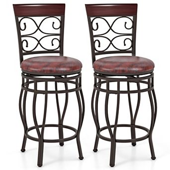 Set of 2 Vintage Swivel Bar Stools 19 x 16.5 Inch with 26 Inch Seats and 300 lb Capacity