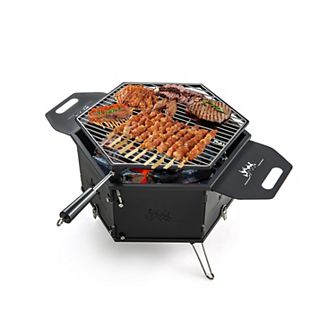 Portable Charcoal Grill Stove Rotatable With Foldable Body And Legs With Handles