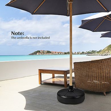 27 Lbs Fillable Round Umbrella Base Stand For Yard Garden Poolside
