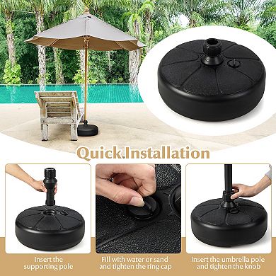 27 Lbs Fillable Round Umbrella Base Stand For Yard Garden Poolside