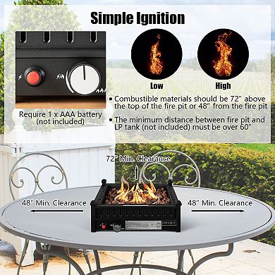 16.5-inch Tabletop Propane Fire Pit With Easy Ignition-black