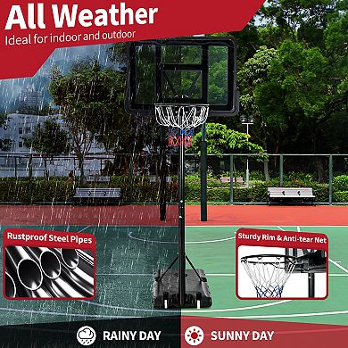 Adjustable Portable Basketball Hoop Stand With Shatterproof Backboard Wheels