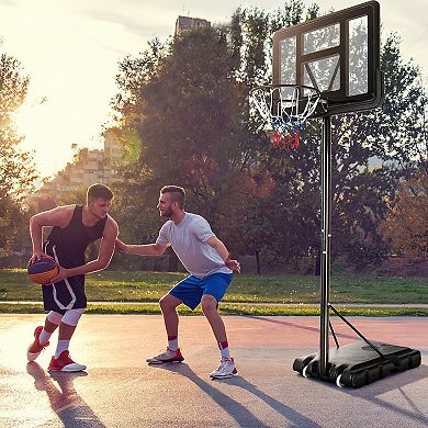Adjustable Portable Basketball Hoop Stand With Shatterproof Backboard Wheels
