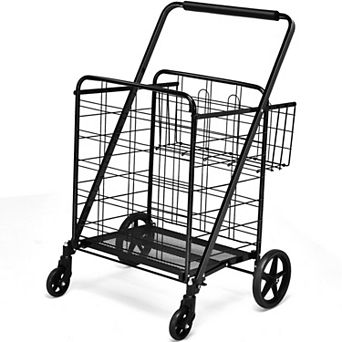 Heavy Duty Folding Utility Shopping Double Cart