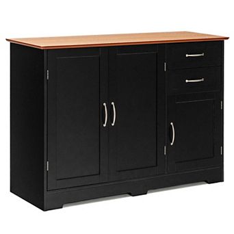 Buffet Storage Cabinet With 2 Doors And 2 Drawers-black