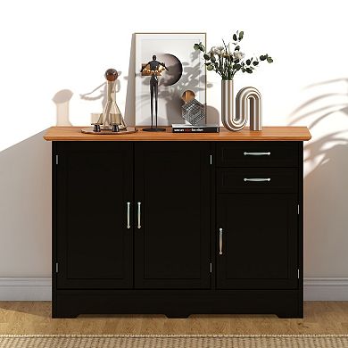 Buffet Storage Cabinet With 2 Doors And 2 Drawers-black