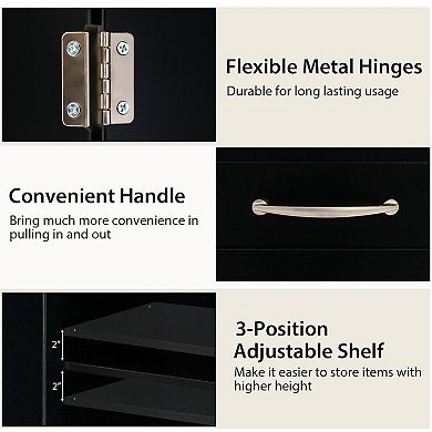 Buffet Storage Cabinet With 2 Doors And 2 Drawers-black