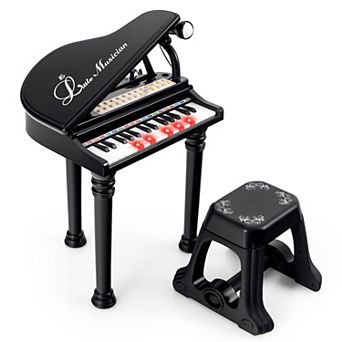 31-key Kids Piano With Stool And Piano Lid-black