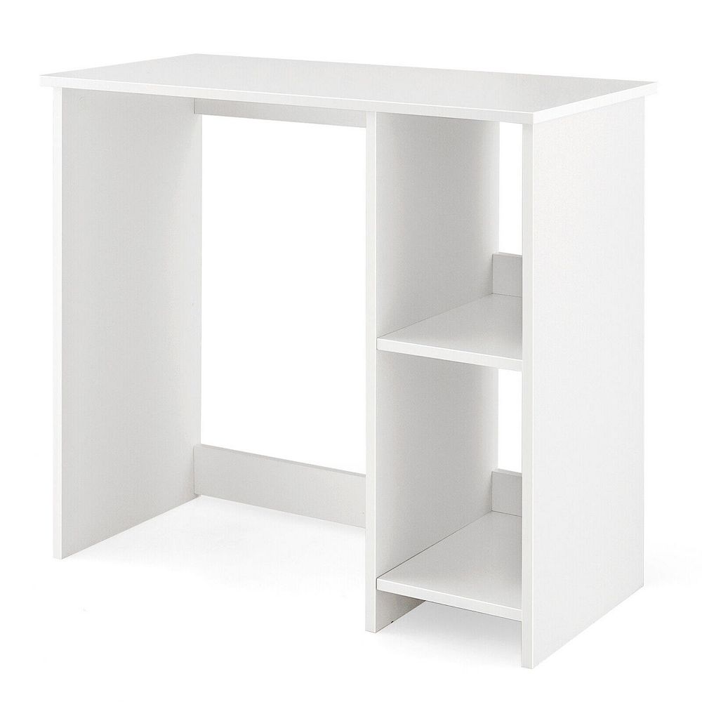White Spacious Desk Home Office Furniture With Small Center Storage
