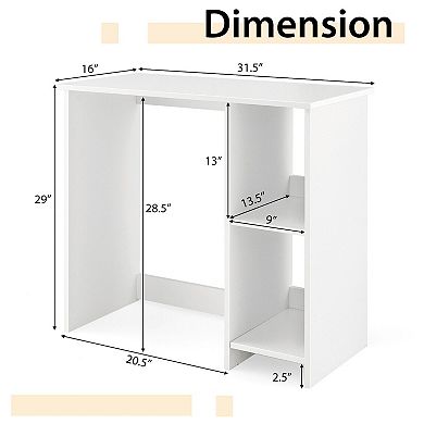 31.5-inch Modern Home Office Desk With 2 Storage Compartments-white
