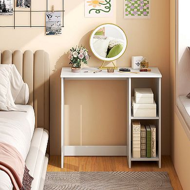 31.5-inch Modern Home Office Desk With 2 Storage Compartments-white