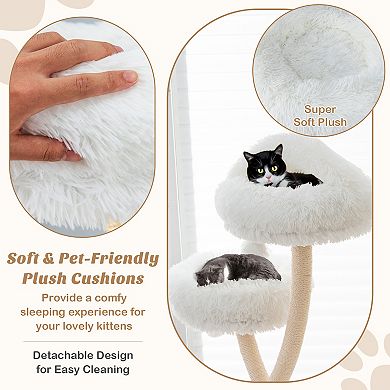 70 Inch Tall Cat Tree 4-layer Cat Tower With 3 Perches And Dangling Balls